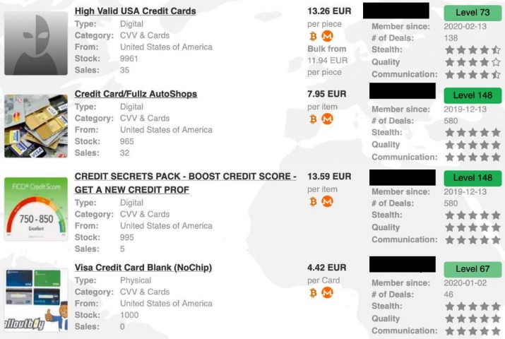 dark web credit card